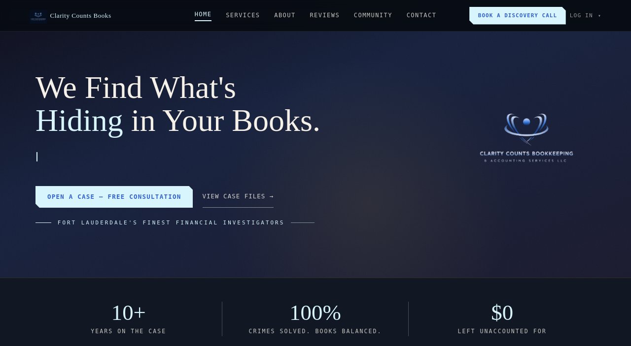 Clarity Counts Books — website and custom CRM we built